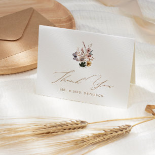 Herfst Wildflowers Boeket gevouwen bruiloft Bedankkaart