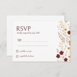 Herfst Wildflowers Boho Wedding Response Kaart