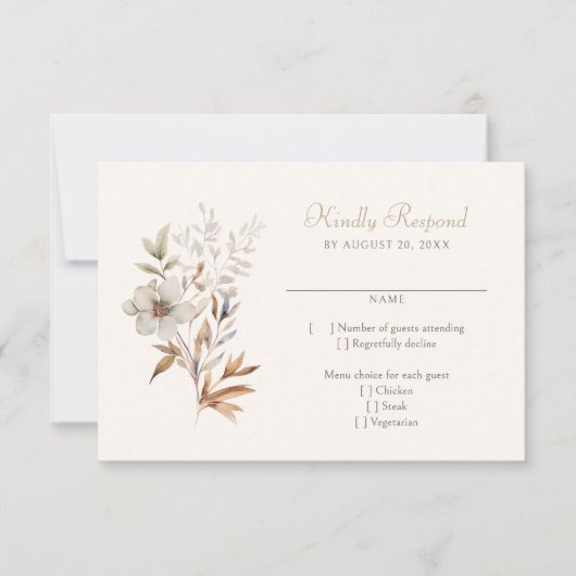Herfst Wildflowers Elegante bruiloft RSVP Kaartje (Voorkant)