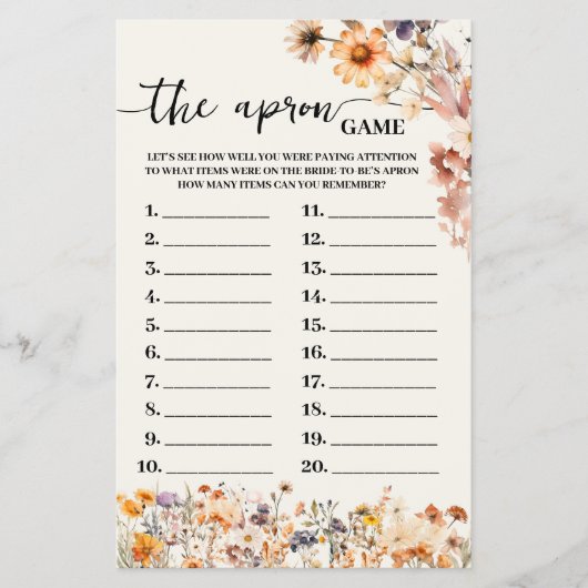 Herfst Wildflowers Het Schort Vrijgezellenfeest Ga Flyer (Voorkant)