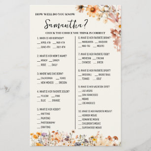 Herfst Wildflowers Hoe goed ken je het bruidsspel? Flyer