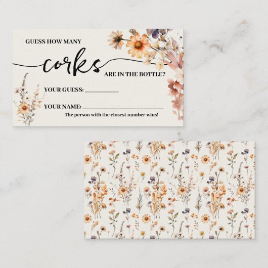 Herfst Wildflowers Hoeveel Corks Douche Game Kaart Plaatskaartje (Voorkant / Achterkant)