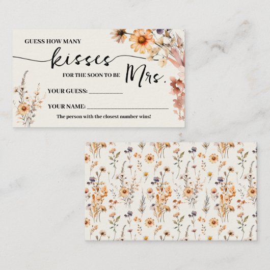 Herfst Wildflowers Hoeveel Kusjes voor Mrs Game Ka Plaatskaartje (Voorkant / Achterkant)