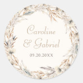 Herfst Wildflowers Krans Elegante bruiloft Ronde Sticker (Voorkant)