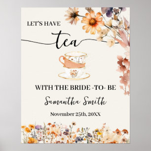 Herfst Wildflowers Laten we thee drinken met bruid Poster