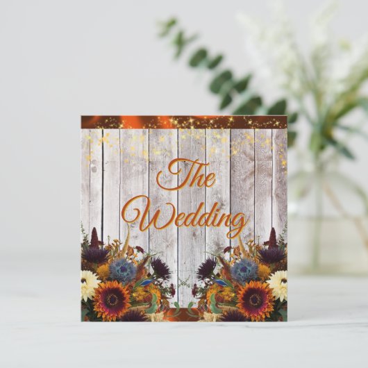 Herfst Wildflowers & Lights bruiloft uitnodiging (Staand voorkant)