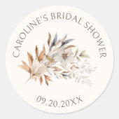 Herfst Wildflowers Minimalistisch Vrijgezellenfees Ronde Sticker (Voorkant)