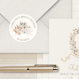 Herfst Wildflowers Minimalistisch Vrijgezellenfees Ronde Sticker