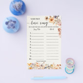 Herfst Wildflowers Naam Love Song Douche Game Kaar Flyer (Enkel)