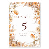 Herfst Wildflowers Oranje & Brown bruiloft Kaart (Voorkant)