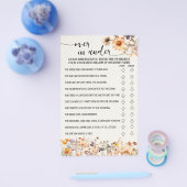 Herfst Wildflowers Over of Onder Douche Game Kaart (Enkel)