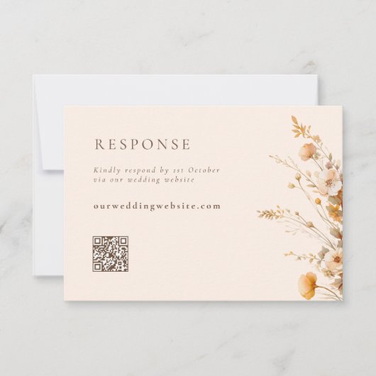 Herfst Wildflowers QR Code Wedding RSVP Kaartje (Voorkant)