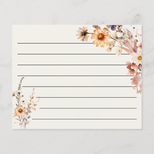 Herfst Wildflowers Recept Kaart Boho Chic (Achterkant)