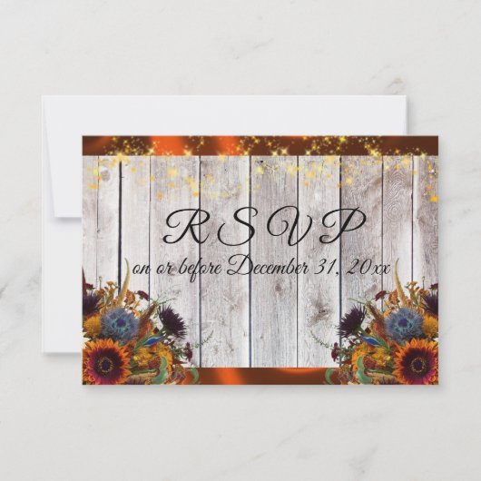 Herfst Wildflowers Ribbon & Lights RSVP Kaartje (Voorkant)