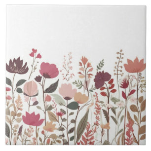 Herfst Wildflowers Roze Sinaasappel Herfst Bloembl Tegeltje