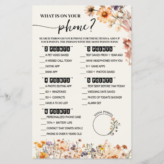 Herfst Wildflowers Wat is er op Telefoon Douche Ga Flyer (Voorkant)