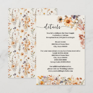 Herfst Wildflowers Wedding Details Informatiekaartje