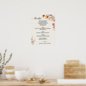 Herfst Wildflowers Wedding Drinken Menu Teken Poster (Keuken)