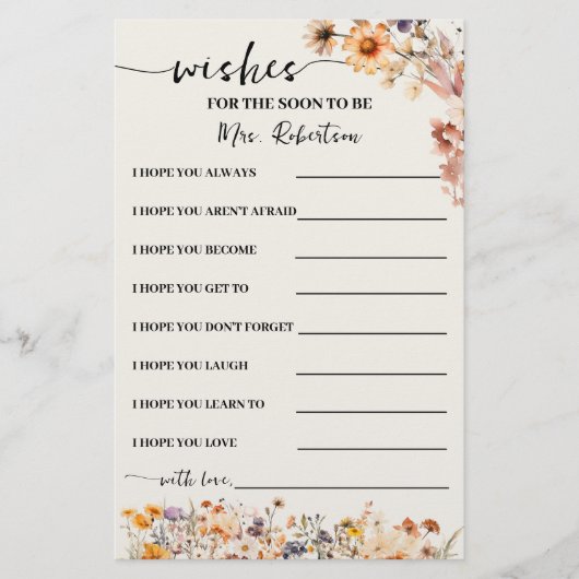 Herfst Wildflowers Wenst binnenkort mevrouw Kaart  (Voorkant)