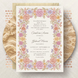Herfst Wildflowers Whimsical Wedding Kaart