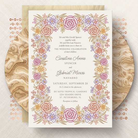 Herfst Wildflowers Whimsical Wedding Kaart