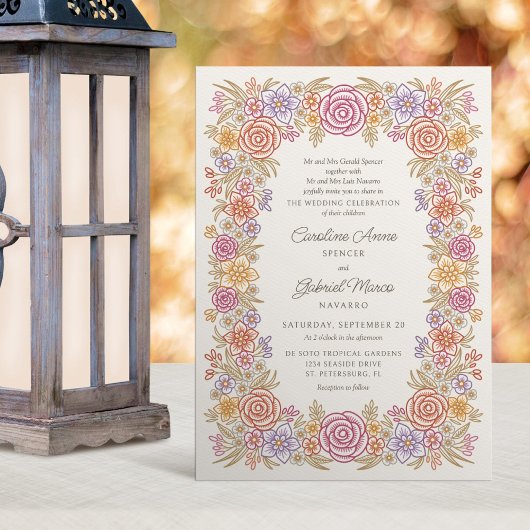 Herfst Wildflowers Whimsical Wedding Kaart