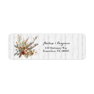 Herfst Wildflowers Witte Berkenboom Huwelijk Etiket
