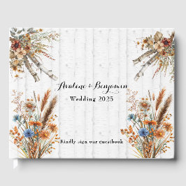 Herfst Wildflowers Witte Berkenboom Huwelijk Gastenboek