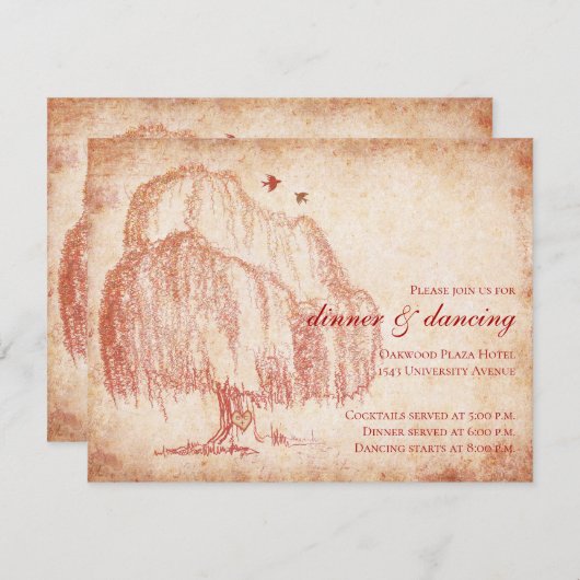 Herfst Wilgenboom Trouwontvangstkaart Informatiekaartje (Voorkant / Achterkant)