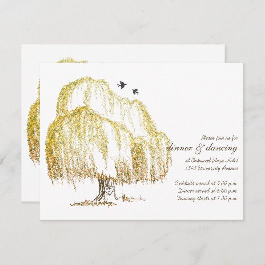 Herfst Wilgenboom Trouwontvangstkaart Informatiekaartje (Voorkant / Achterkant)