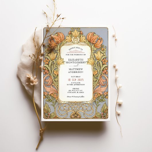 Herfst William Morris bruiloft uitnodiging