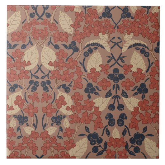 Herfst William Morris Stijl Patroon Tegeltje (Voorkant)