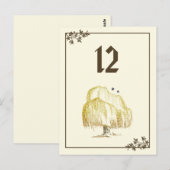 Herfst Willow Tree Tafelnummer Kaart (Voorkant / Achterkant)