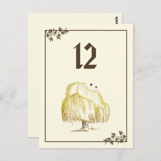 Herfst Willow Tree Tafelnummer Kaart (Voorkant / Achterkant)