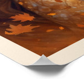 Herfst Wind Vrouw in Sinaasappel Leaves Blue Eyes  Poster (Hoek)