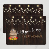 Herfst Wine Barrel... zal jij mijn Groomsman zijn? Kaart (Voorkant / Achterkant)