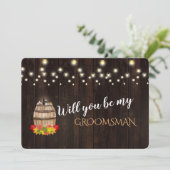Herfst Wine Barrel... zal jij mijn Groomsman zijn? Kaart (Staand voorkant)