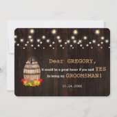 Herfst Wine Barrel... zal jij mijn Groomsman zijn? Kaart (Achterkant)