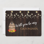 Herfst Wine Barrel... zal jij mijn Groomsman zijn? Kaart (Voorkant)