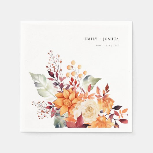 Herfst Winter Bloemen bruiloft Servet (Voorkant)