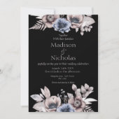 Herfst Winter Bloemen Donker Bruiloft uitnodiging (Voorkant)