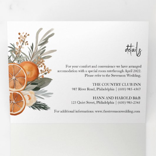 Herfst Winter bruiloft drievoudige uitnodiging (Binnenzijde eerst)