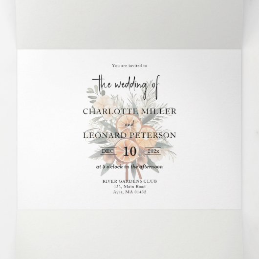 Herfst Winter bruiloft drievoudige uitnodiging (Binnenkant midden)