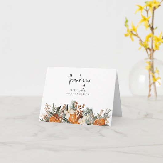 Herfst Winter droog sinaasappels kaneel Dank u Kaa Kaart (Gele Bloem)