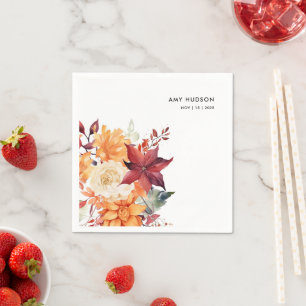 Herfst Winter Elegante Bloemachtige Bruiloft Feest Servet