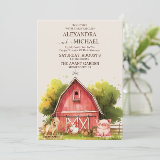Herfst Winter Herfst Boerderij Bruiloft Kaart (Staand voorkant)