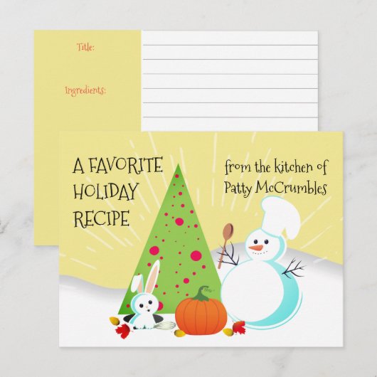 Herfst winter koken bakken vakantie receptkaarten feestdagenkaart (Voorkant / Achterkant)