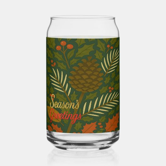 Herfst & Winter Mid Century Seizoen Groeten Blikvorm Glas (Voorkant)