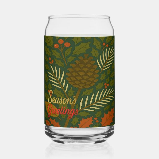 Herfst & Winter Mid Century Seizoen Groeten Blikvorm Glas (Achterkant)