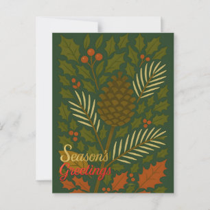 Herfst & Winter Mid Century Seizoen Groeten Briefkaart